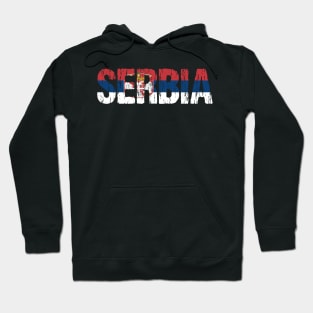 Serbia Srbija Flag Distressed Hoodie